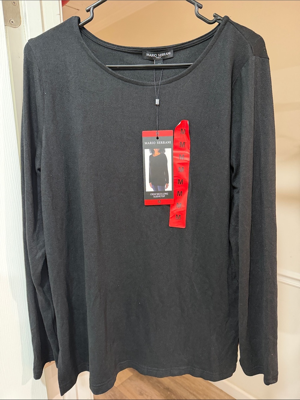 Mario Serrani Black Long-Sleeve Crewneck Tee